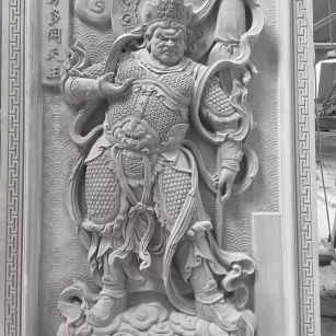 新疆 芝麻灰花岗岩人物雕刻——多闻天王