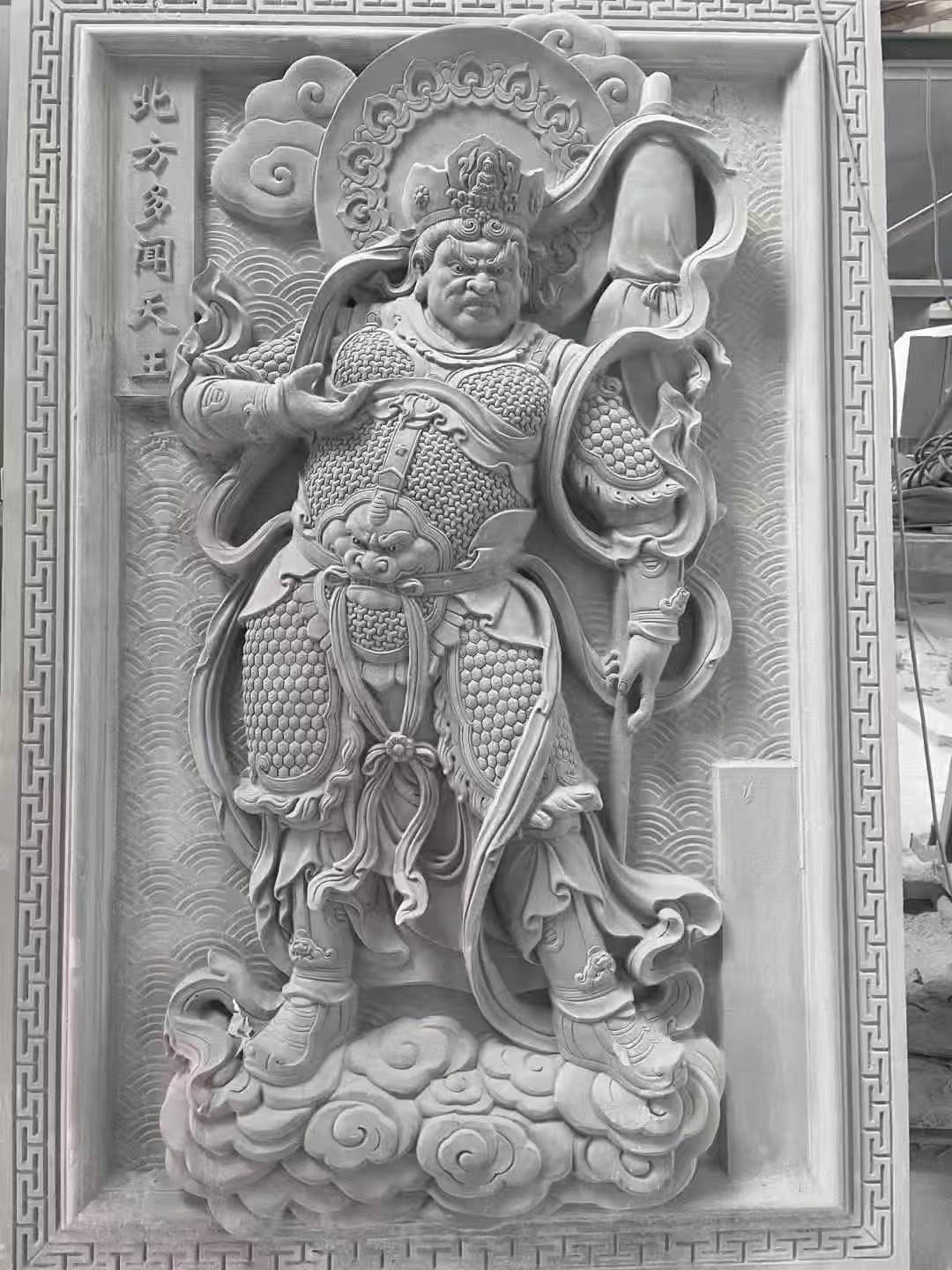 新疆 芝麻灰花岗岩人物雕刻——多闻天王